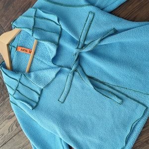 ANYA SF I Turquoise Artisan-Made Boho Cardigan Tie-Front Short FKS Jacket. S/M